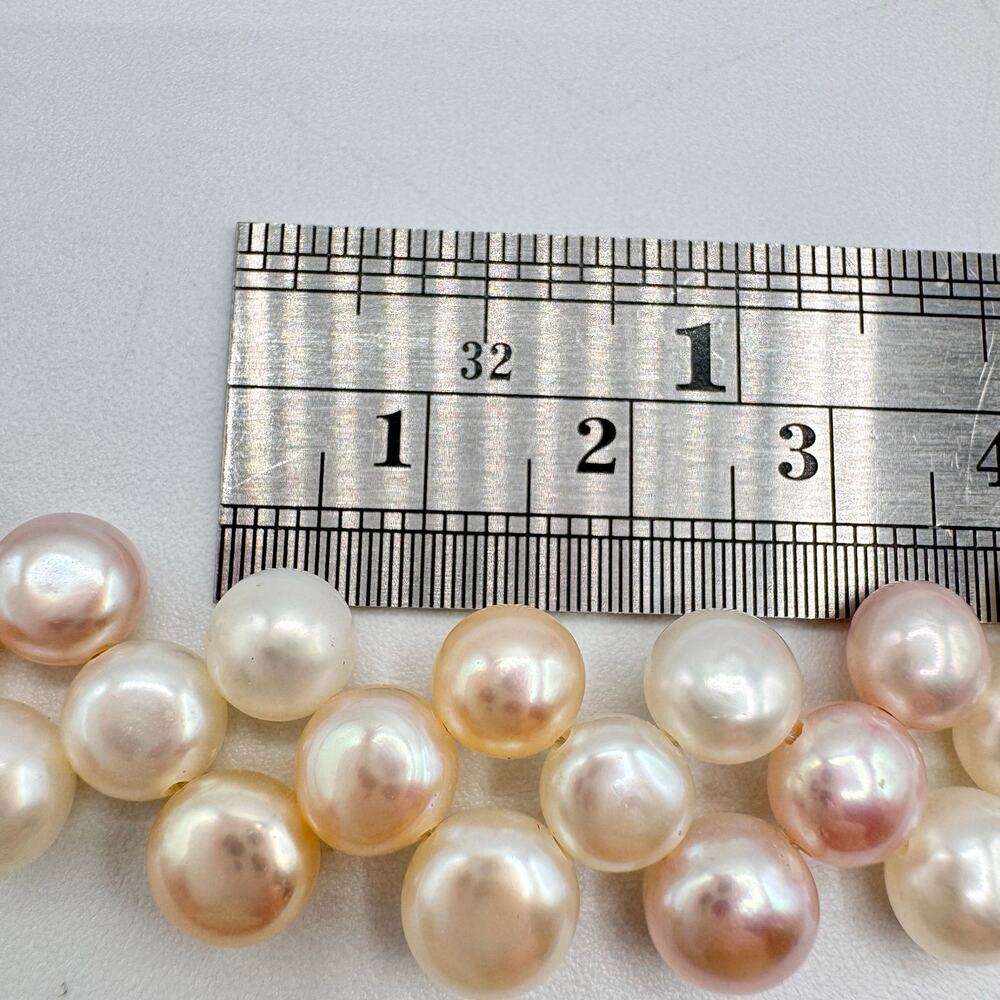 Layered Genuine Button Pearl Necklace Cream Peach Pink Wedding Season Bridal - Picture 11 of 15